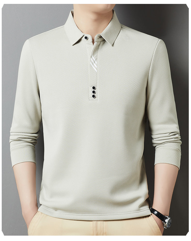 Red Dragonfly Men's Casual Tops Long-Sleeved Polo Shirt