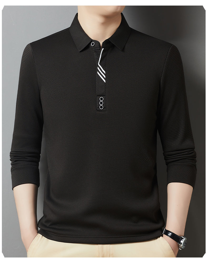 Red Dragonfly Men's Casual Tops Long-Sleeved Polo Shirt