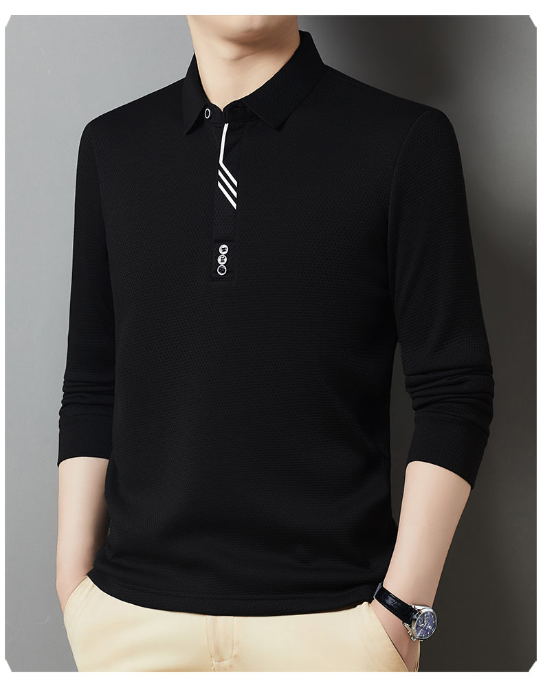 Red Dragonfly Men's Casual Tops Long-Sleeved Polo Shirt