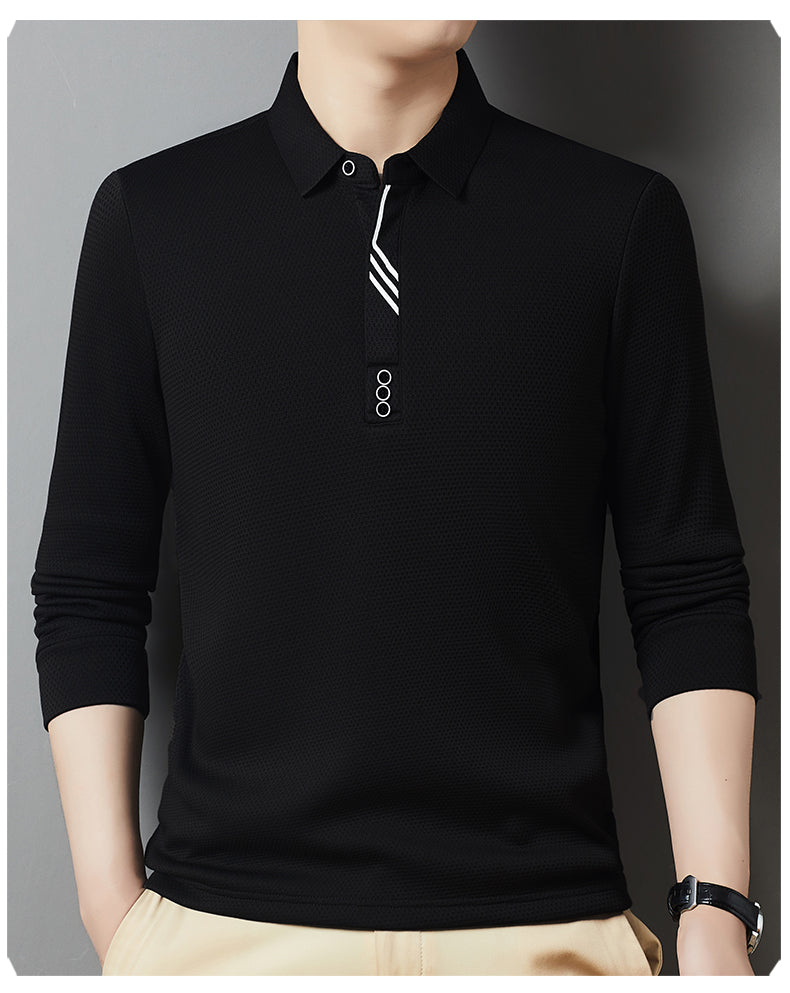 Red Dragonfly Men's Casual Tops Long-Sleeved Polo Shirt