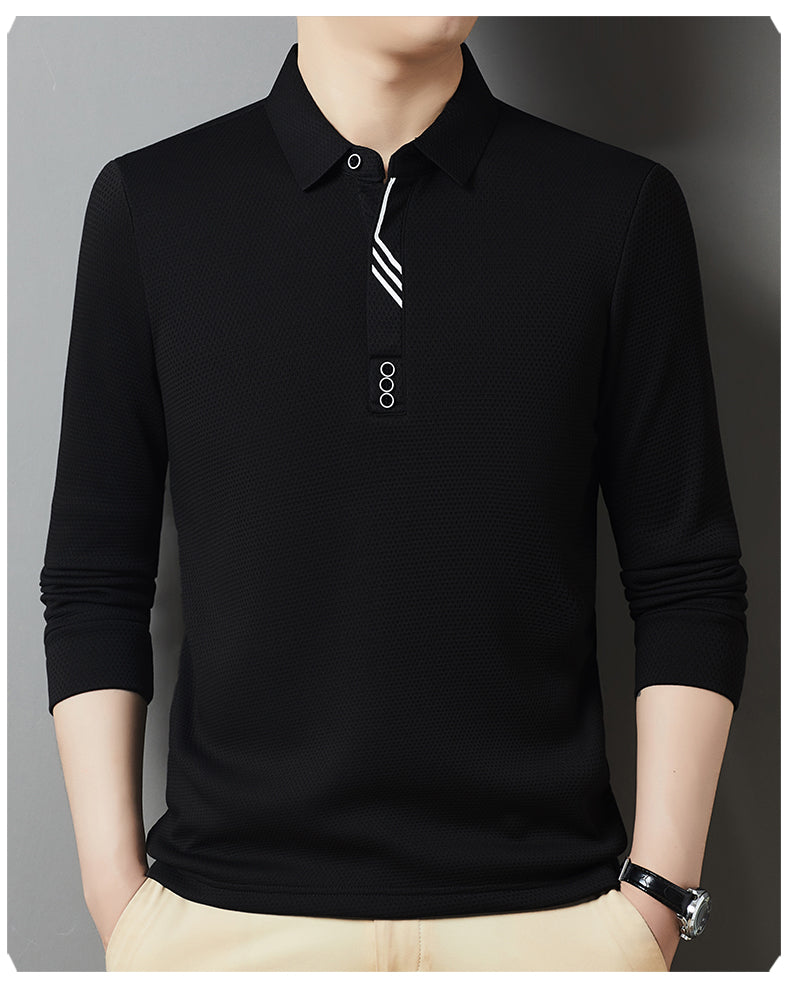Red Dragonfly Men's Casual Tops Long-Sleeved Polo Shirt