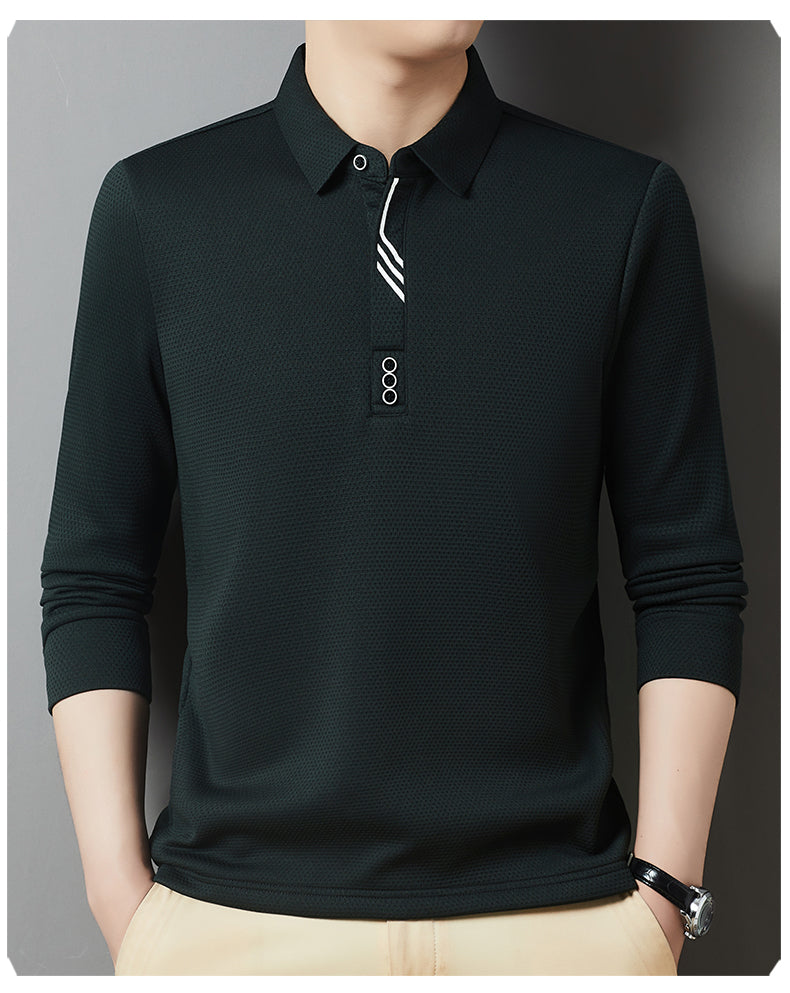 Red Dragonfly Men's Casual Tops Long-Sleeved Polo Shirt