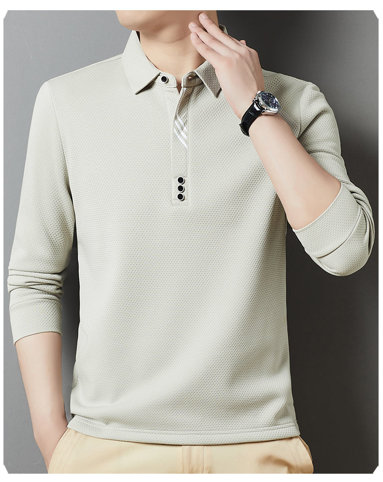 Red Dragonfly Men's Casual Tops Long-Sleeved Polo Shirt