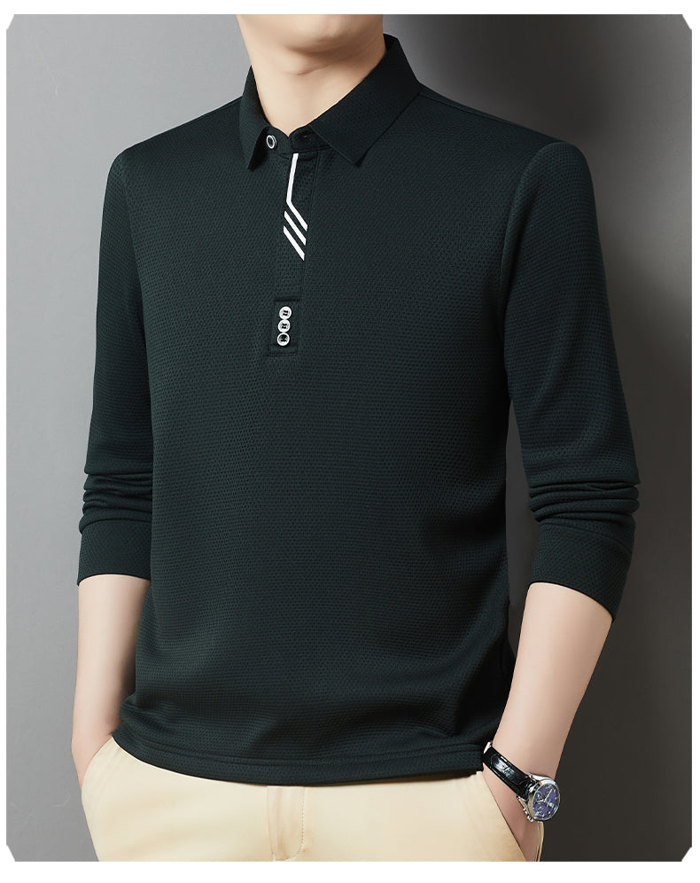 Red Dragonfly Men's Casual Tops Long-Sleeved Polo Shirt