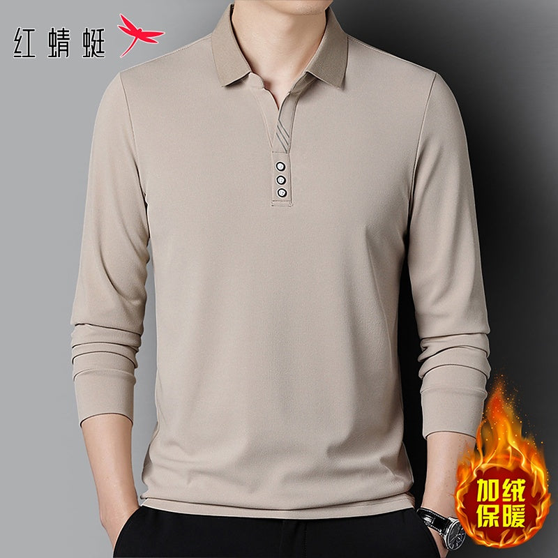 Red Dragonfly Men's Casual Tops Long-Sleeved Polo Shirt
