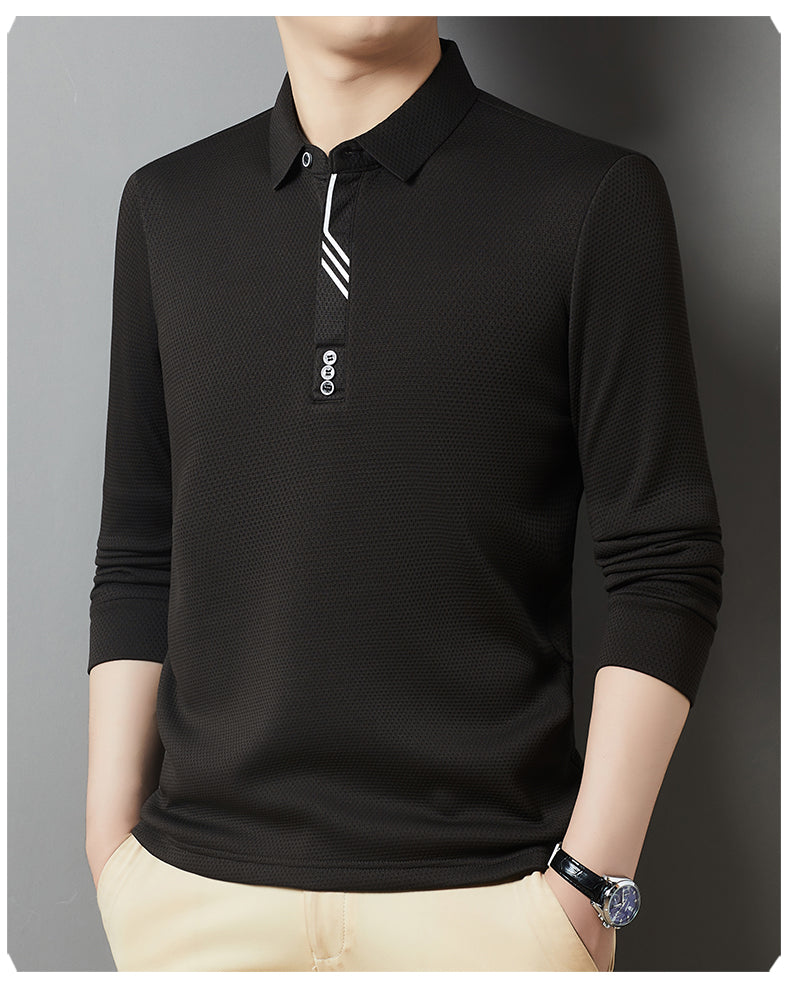 Red Dragonfly Men's Casual Tops Long-Sleeved Polo Shirt