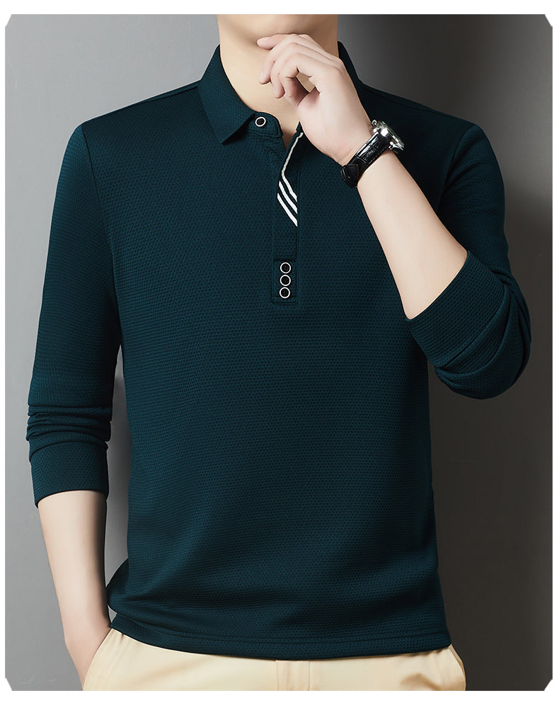 Red Dragonfly Men's Casual Tops Long-Sleeved Polo Shirt