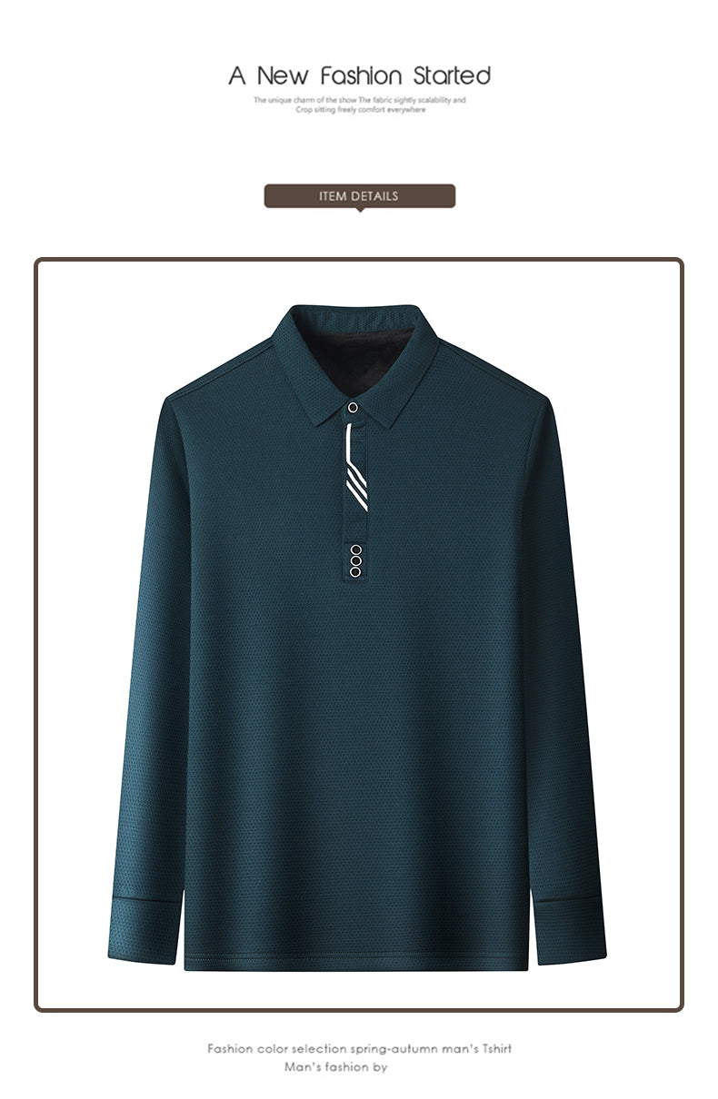 Red Dragonfly Men's Casual Tops Long-Sleeved Polo Shirt