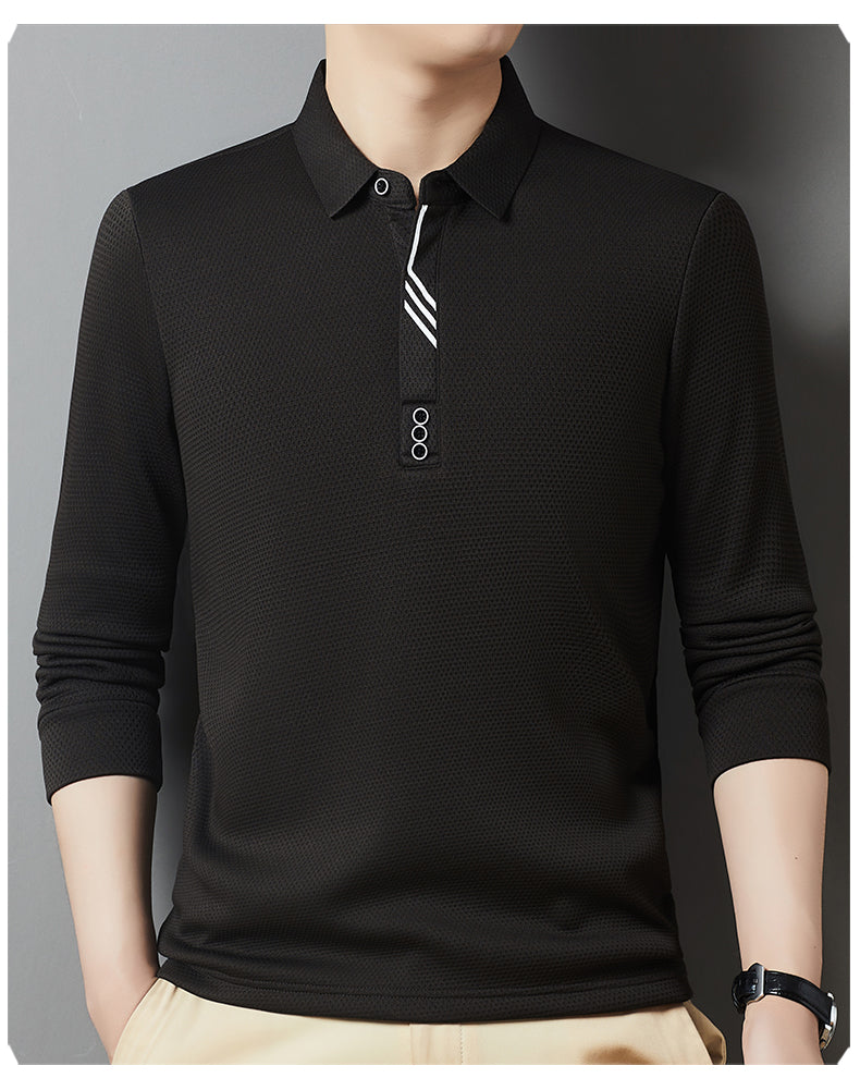 Red Dragonfly Men's Casual Tops Long-Sleeved Polo Shirt
