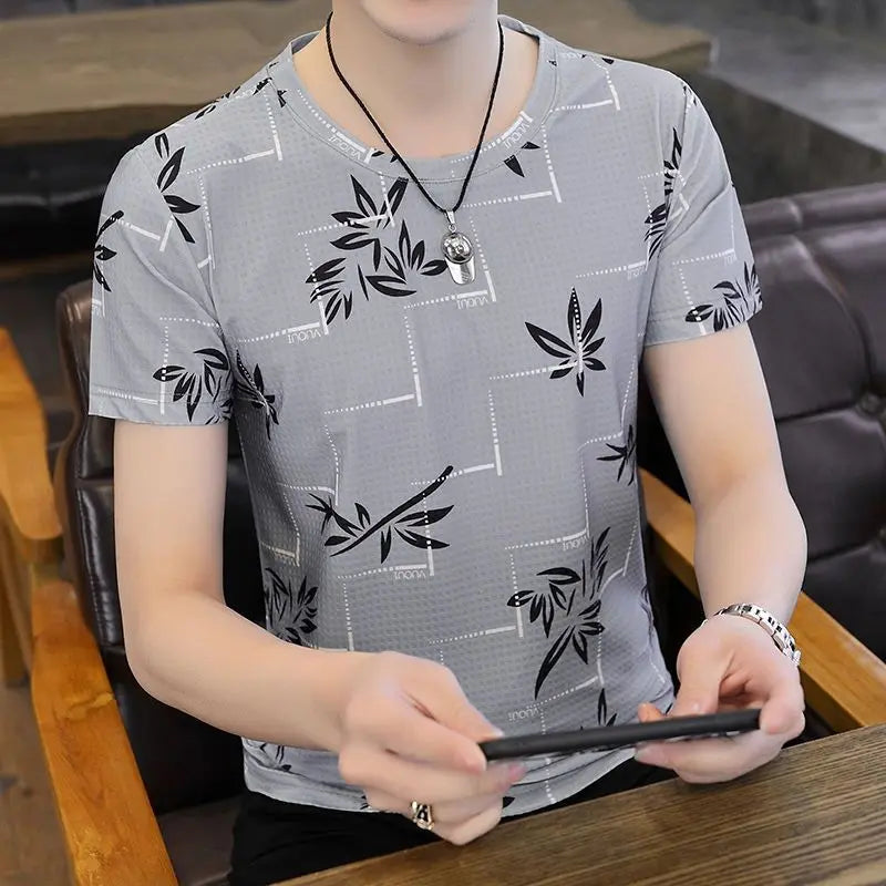 Slim Men's T-shirt Fit Rock Hip Hop Mens Tee Shirts Alphabet Clothes Drawings Streetwear Aesthetic White Striped Ordinary Xl Top