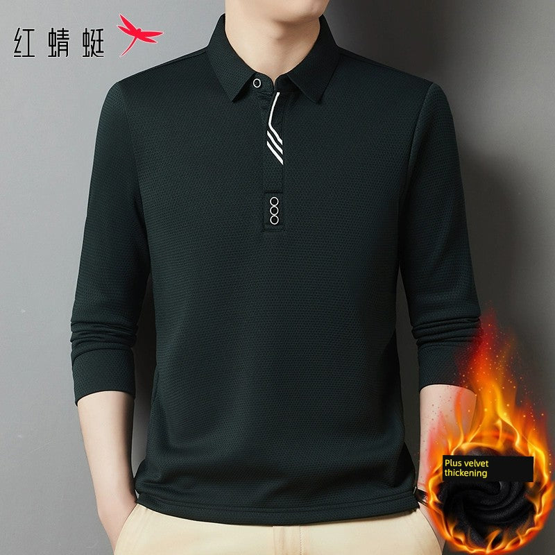 Red Dragonfly Men's Casual Tops Long-Sleeved Polo Shirt
