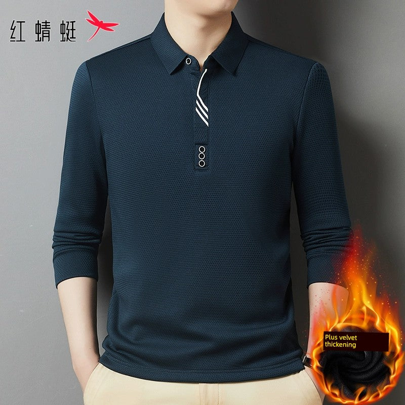 Red Dragonfly Men's Casual Tops Long-Sleeved Polo Shirt