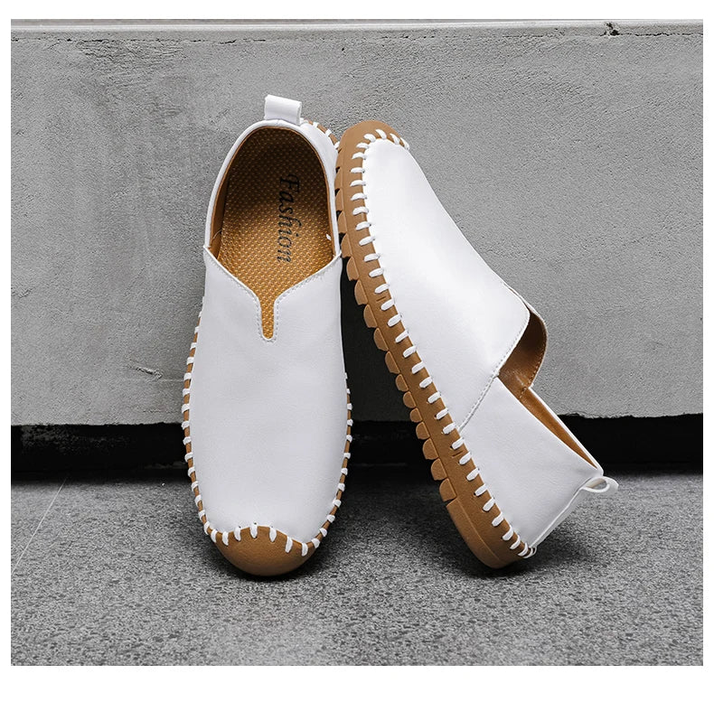 Summer Plus Size Men's Leather Shoes Simple Oxford Sole Casual Shoes Comfortable Soft Sole Lightweight Non-Slip Loafers