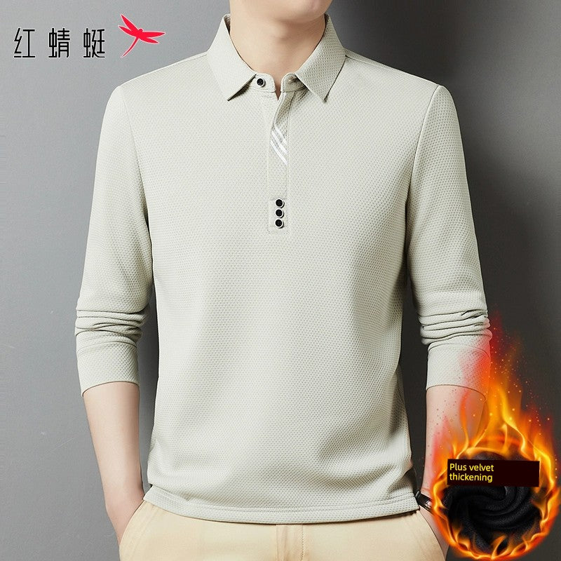 Red Dragonfly Men's Casual Tops Long-Sleeved Polo Shirt