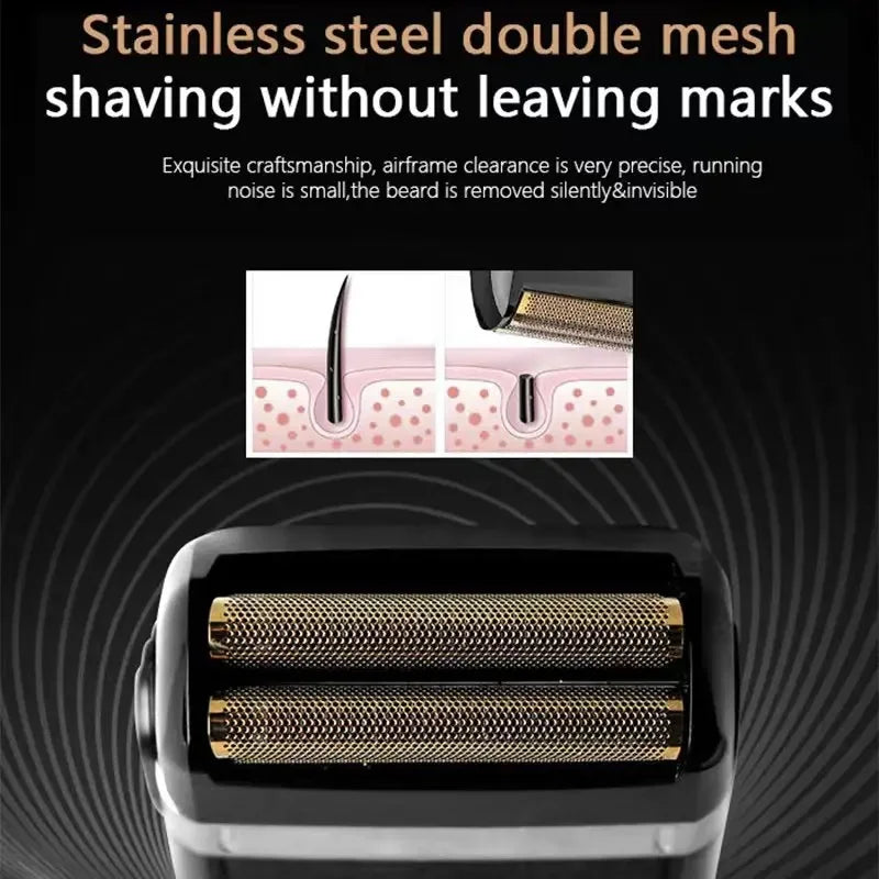 Kemei KM-2024 Electric Shaver Professional USB Rechargeable Men's Electric Shaver Leather Shell Waterproof Beard Trimmer Shaver