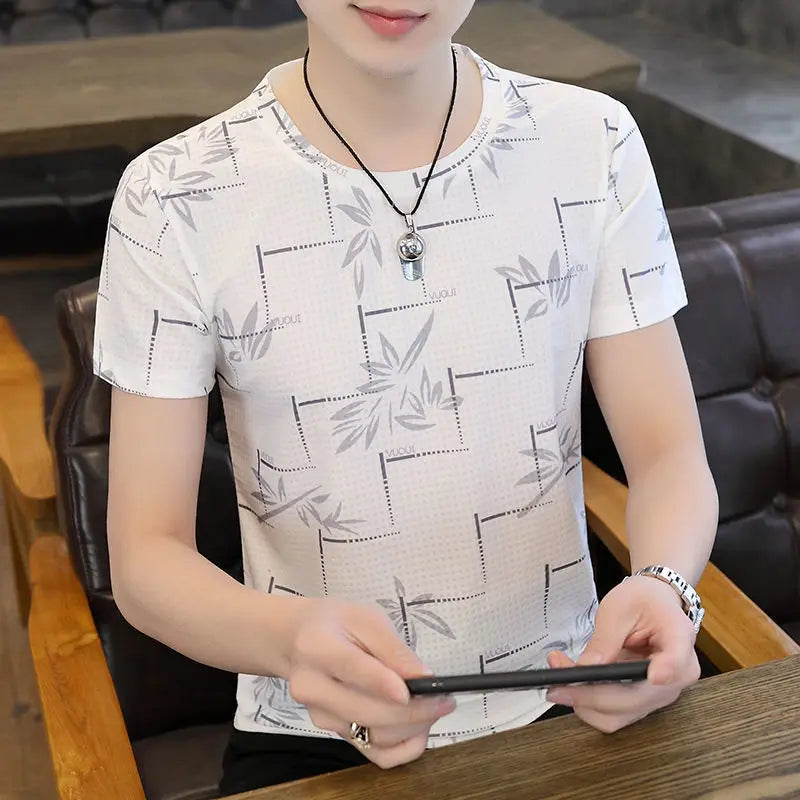 Slim Men's T-shirt Fit Rock Hip Hop Mens Tee Shirts Alphabet Clothes Drawings Streetwear Aesthetic White Striped Ordinary Xl Top