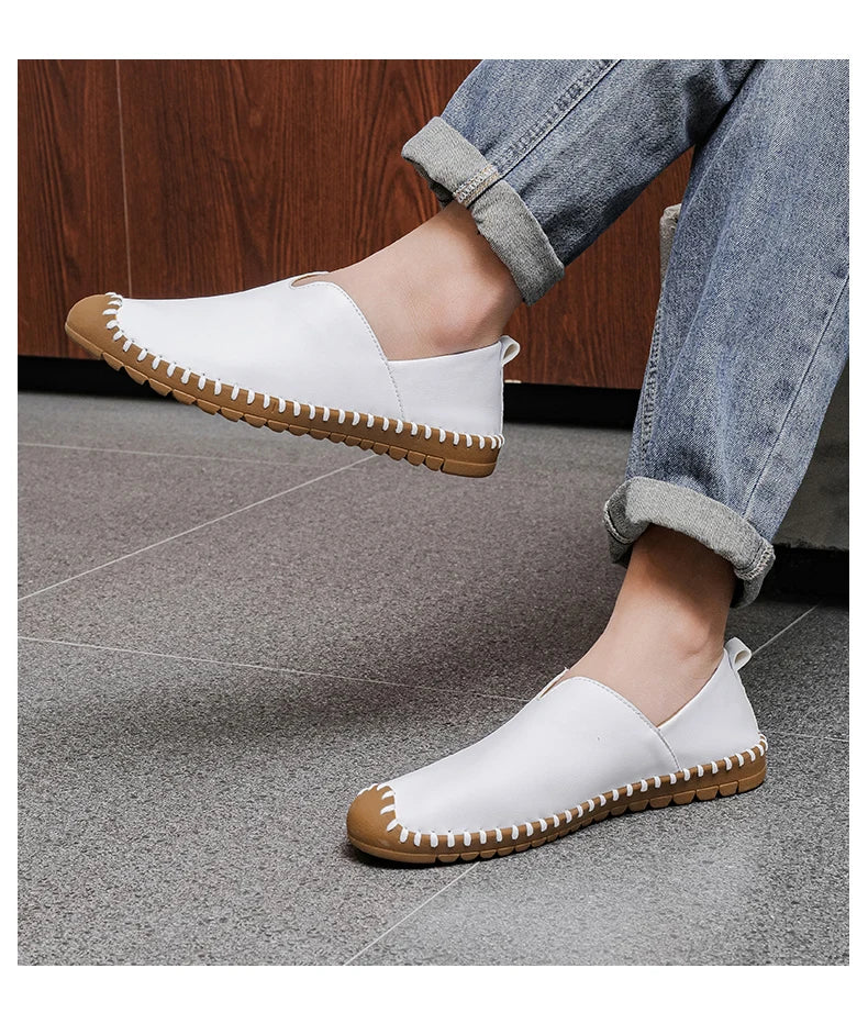 Summer Plus Size Men's Leather Shoes Simple Oxford Sole Casual Shoes Comfortable Soft Sole Lightweight Non-Slip Loafers