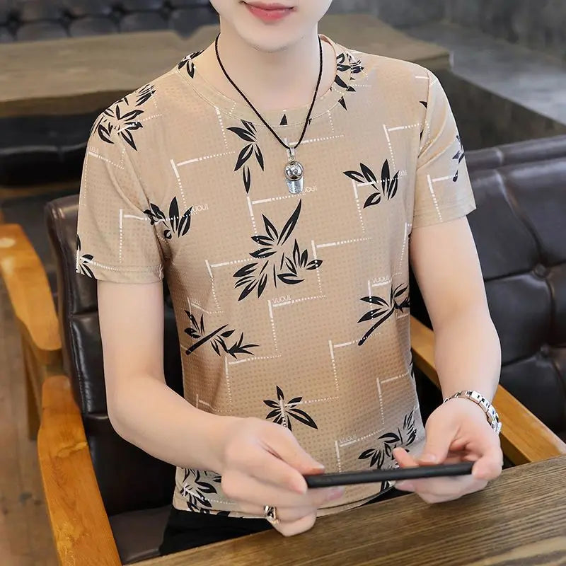 Slim Men's T-shirt Fit Rock Hip Hop Mens Tee Shirts Alphabet Clothes Drawings Streetwear Aesthetic White Striped Ordinary Xl Top