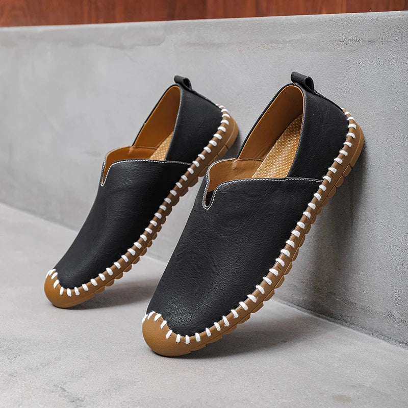 Summer Plus Size Men's Leather Shoes Simple Oxford Sole Casual Shoes Comfortable Soft Sole Lightweight Non-Slip Loafers