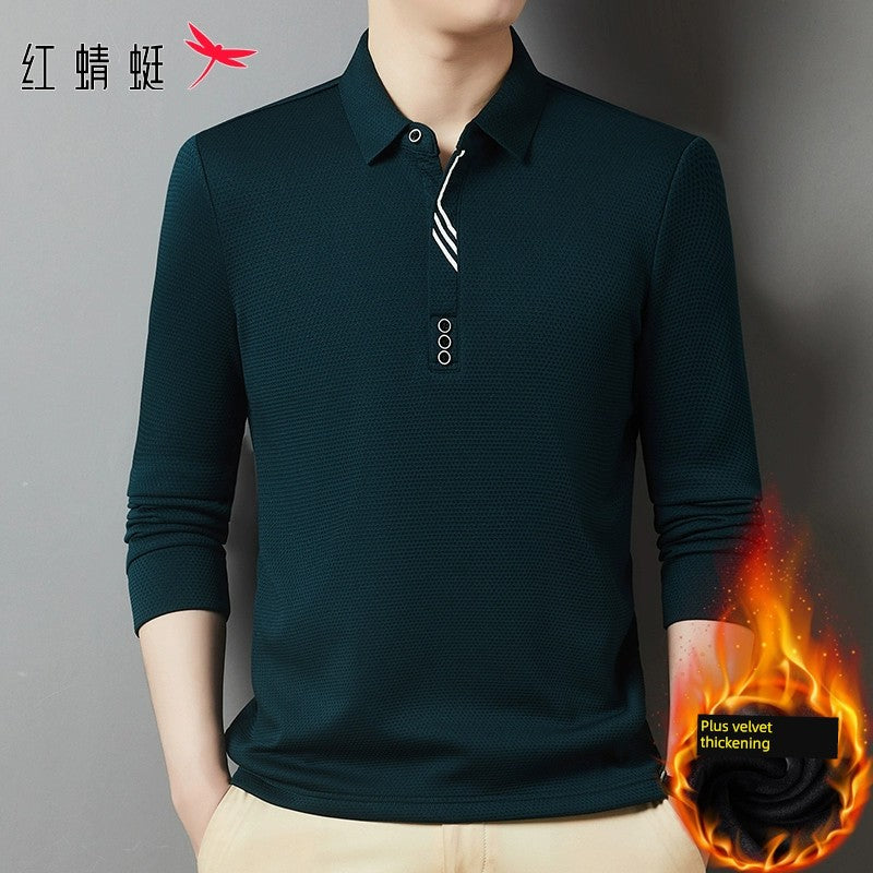 Red Dragonfly Men's Casual Tops Long-Sleeved Polo Shirt