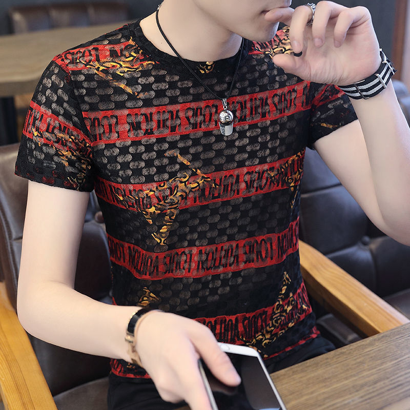 Slim Men's T-shirt Fit Rock Hip Hop Mens Tee Shirts Alphabet Clothes Drawings Streetwear Aesthetic White Striped Ordinary Xl Top