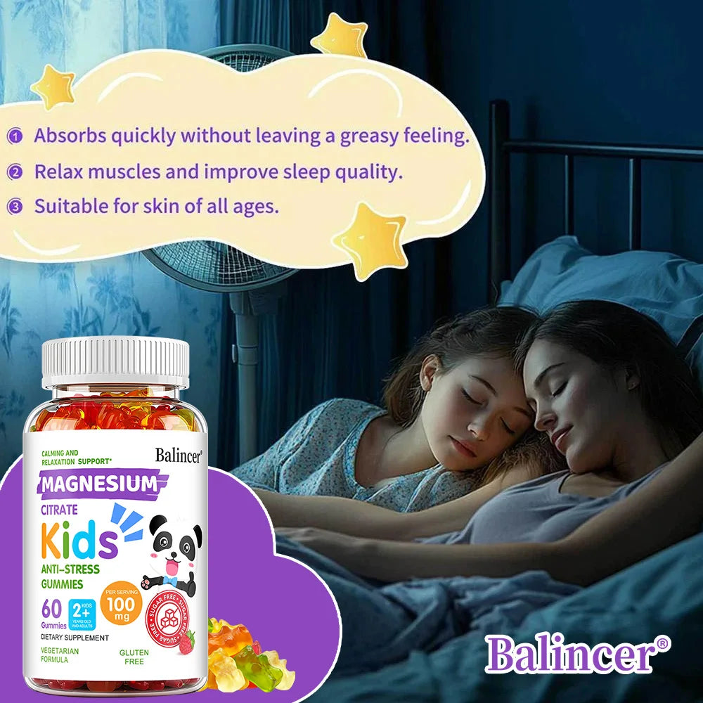 Magnesium Citrate Gummies - Calming, Anti-stress, Promote Healthy Sleep, Improve Memory, Concentration, Nutritional Supplement