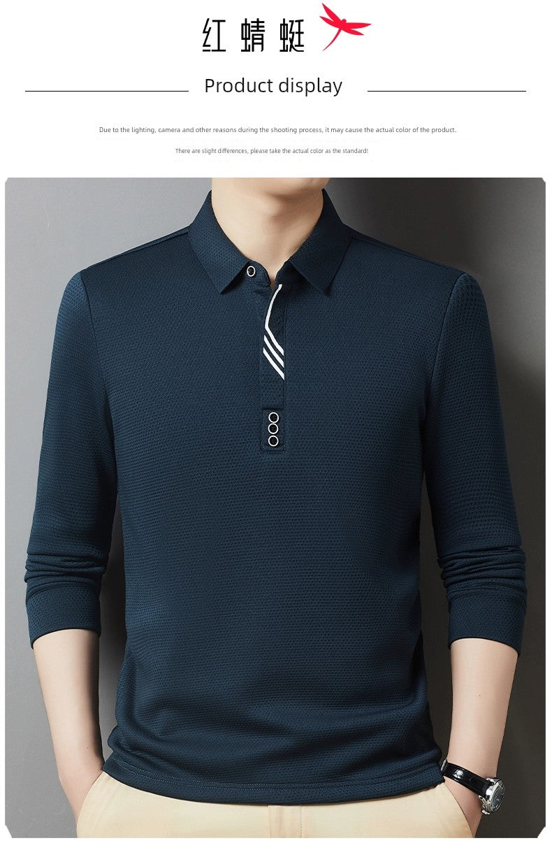 Red Dragonfly Men's Casual Tops Long-Sleeved Polo Shirt