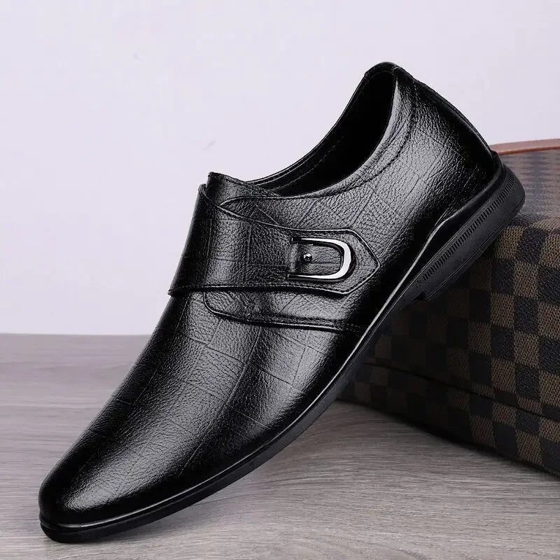 Social Shoe for Men Black Breathable In Summer Brown Dress Shoes Man Clothing High Quality Fashion 2024 Style Leather Casual 39