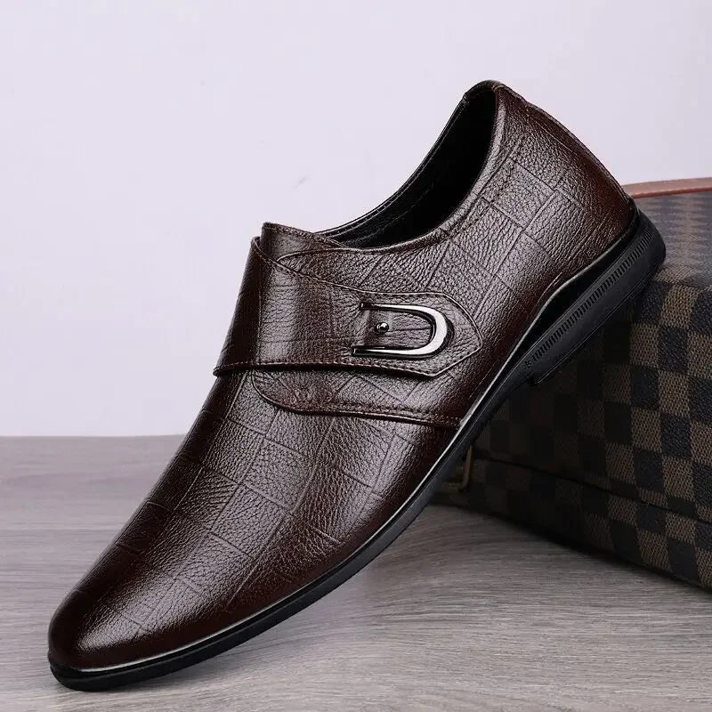Social Shoe for Men Black Breathable In Summer Brown Dress Shoes Man Clothing High Quality Fashion 2024 Style Leather Casual 39