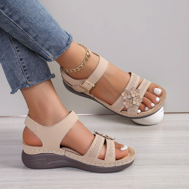 Wedge Sandals Women's Flower Flat