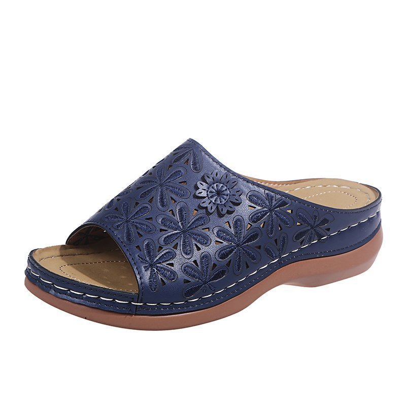 New Flower Fish Mouth Sandals Hollow Wedge Sandals And Slippers Women