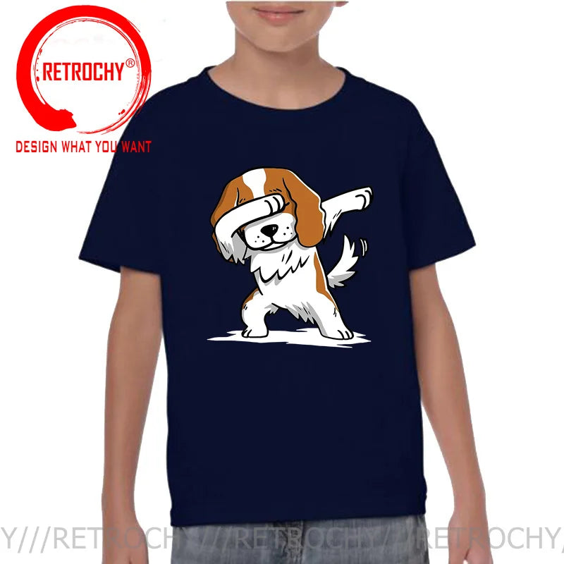 Funny Anime Printing Dabbing Cavalier King Charles Spaniel T Shirt Men Dab Cavalier Dog T-Shirt Teenage Boy Cartoon tshirt homme