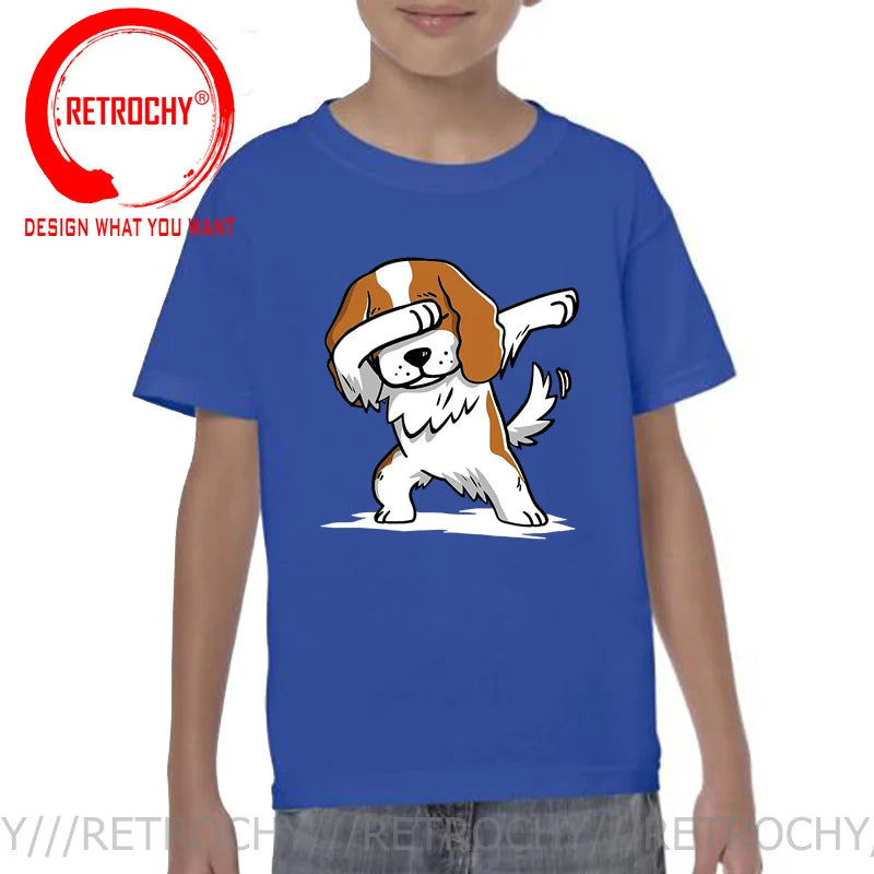 Funny Anime Printing Dabbing Cavalier King Charles Spaniel T Shirt Men Dab Cavalier Dog T-Shirt Teenage Boy Cartoon tshirt homme