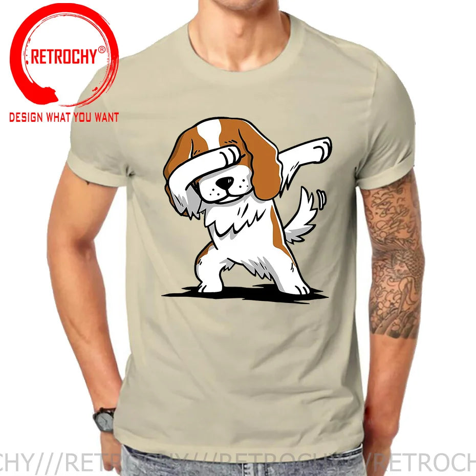 Funny Anime Printing Dabbing Cavalier King Charles Spaniel T Shirt Men Dab Cavalier Dog T-Shirt Teenage Boy Cartoon tshirt homme