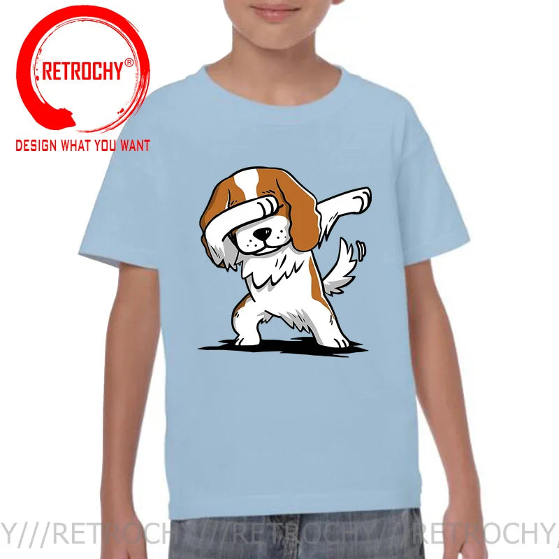 Funny Anime Printing Dabbing Cavalier King Charles Spaniel T Shirt Men Dab Cavalier Dog T-Shirt Teenage Boy Cartoon tshirt homme