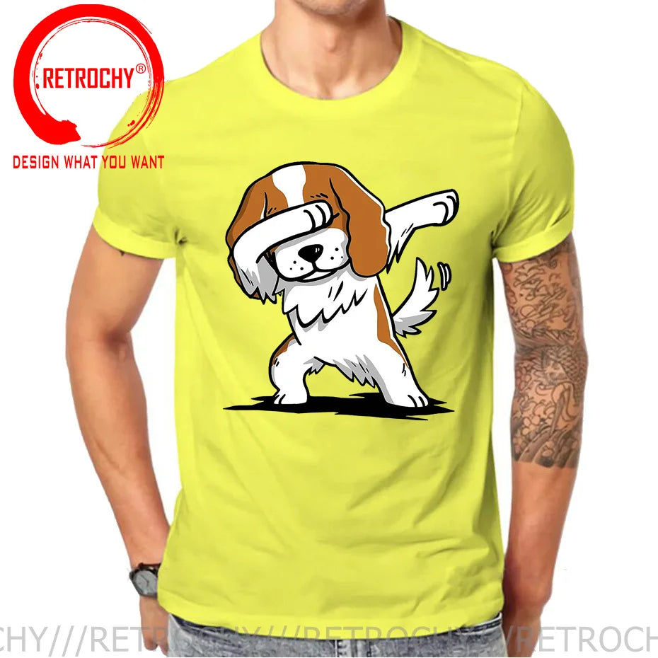 Funny Anime Printing Dabbing Cavalier King Charles Spaniel T Shirt Men Dab Cavalier Dog T-Shirt Teenage Boy Cartoon tshirt homme