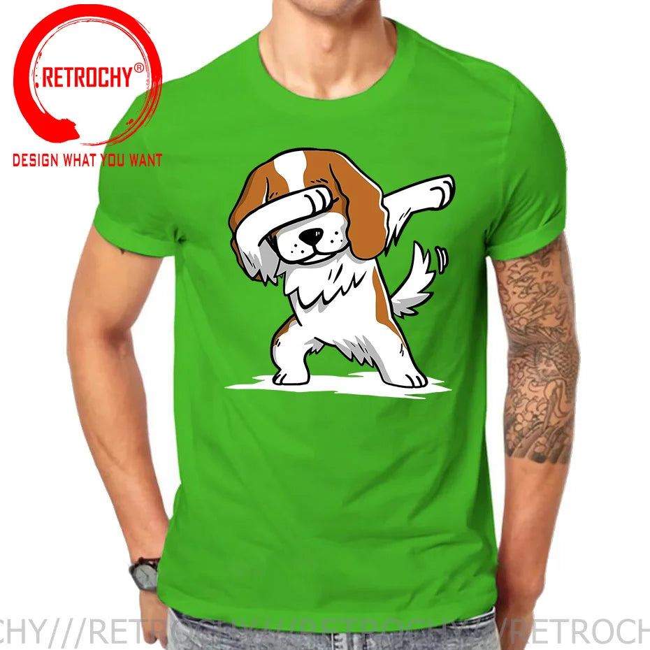 Funny Anime Printing Dabbing Cavalier King Charles Spaniel T Shirt Men Dab Cavalier Dog T-Shirt Teenage Boy Cartoon tshirt homme