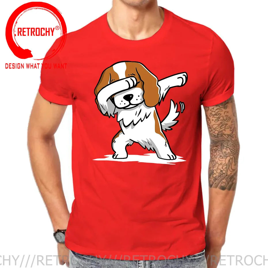 Funny Anime Printing Dabbing Cavalier King Charles Spaniel T Shirt Men Dab Cavalier Dog T-Shirt Teenage Boy Cartoon tshirt homme
