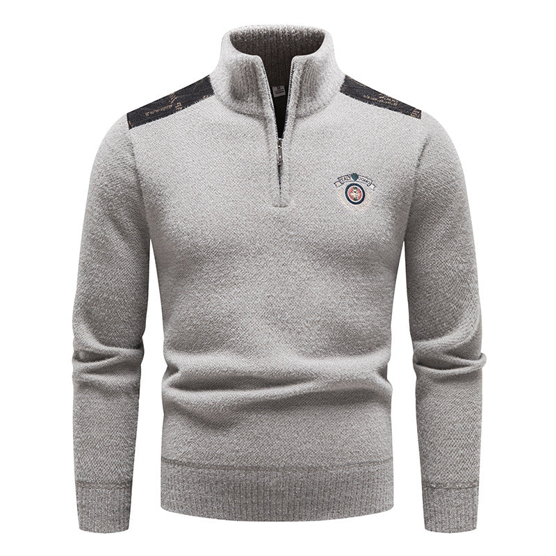 Velvet Stand Collar Thickened Men's Clothing Sweater