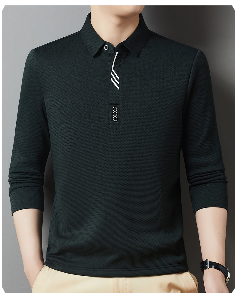 Red Dragonfly Men's Casual Tops Long-Sleeved Polo Shirt