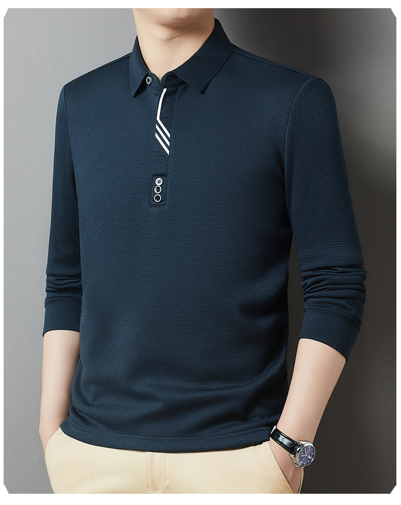 Red Dragonfly Men's Casual Tops Long-Sleeved Polo Shirt