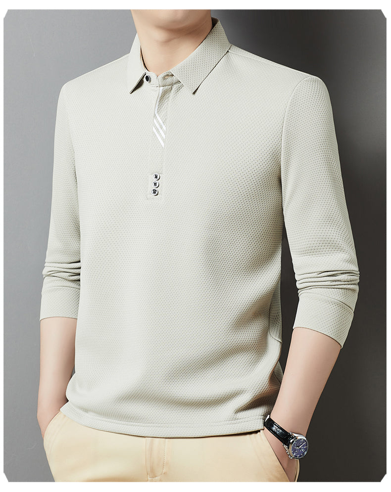 Red Dragonfly Men's Casual Tops Long-Sleeved Polo Shirt
