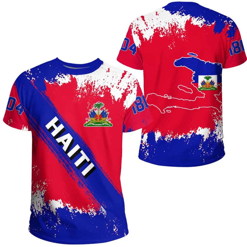 Haiti Flag Map 3D Printed T Shirt For Men Clothes Fashion Male T-Shirt National Emblem Tshirt Independence Day Tee Women Tops