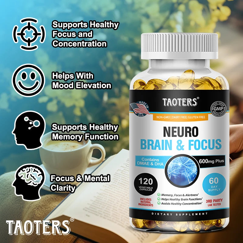 Multivitamin & Multimineral, Nootropic Brain Support Supplement, Supports Memory, Concentration & Alertness, 120 Capsules