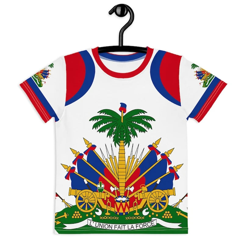 Haitian Flag T-shirt Men 3D Print Haiti Emblem Symbol Vintage T Shirts Summer Fashion Streetwear Short Sleeve Y2k Mens Clothing