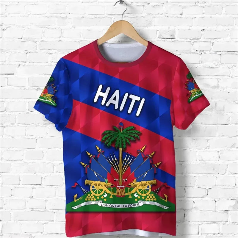Haiti Flag Map 3D Printed T Shirt For Men Clothes Fashion Male T-Shirt National Emblem Tshirt Independence Day Tee Women Tops