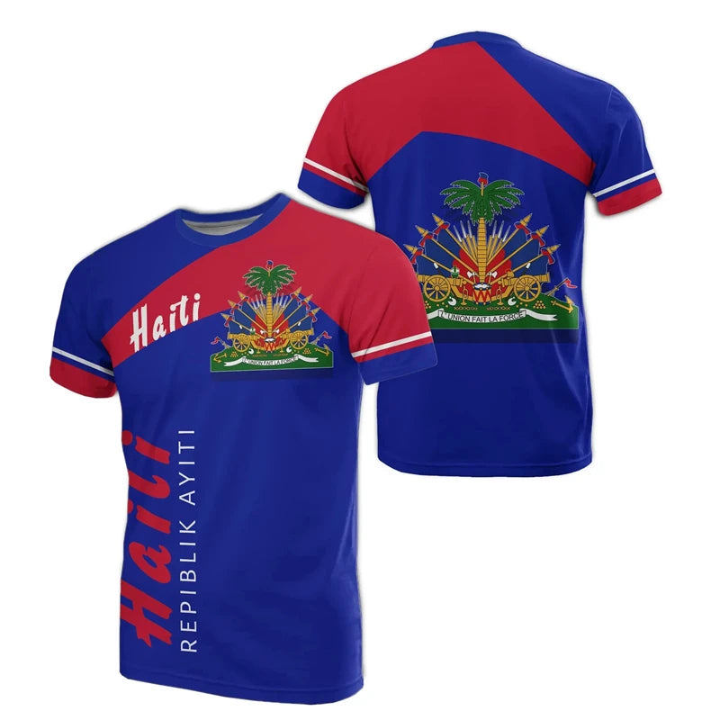 Haiti Flag Map 3D Printed T Shirt For Men Clothes Fashion Male T-Shirt National Emblem Tshirt Independence Day Tee Women Tops