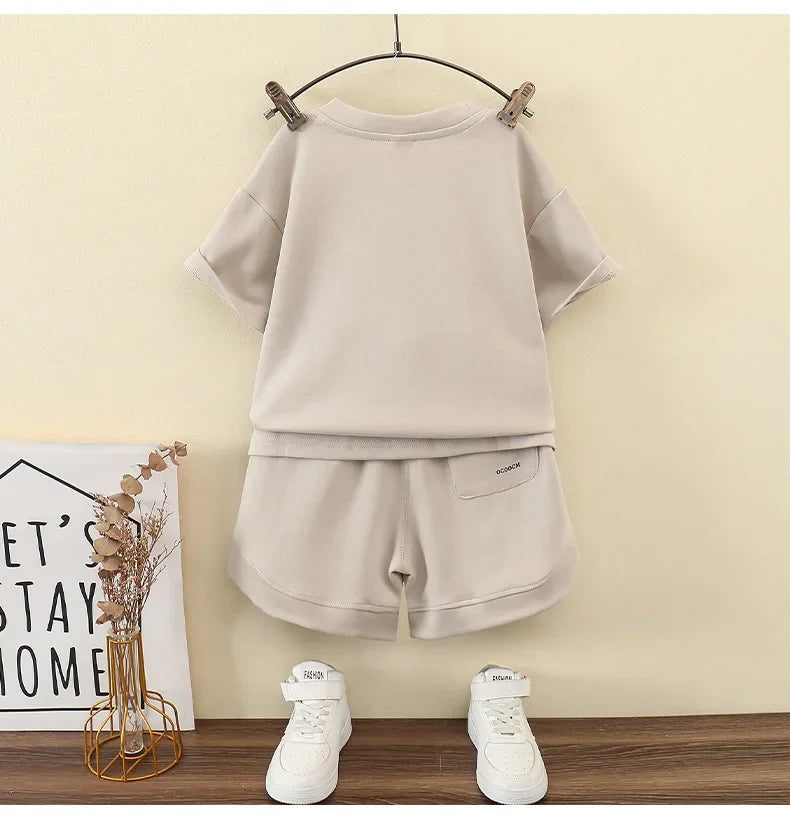 Summer Teenage Boy Clothes Set Children Girls Letter Tshirt and Shorts 2pcs Suit Kid Short Sleeve Top Bottom Outfits Tracksuit