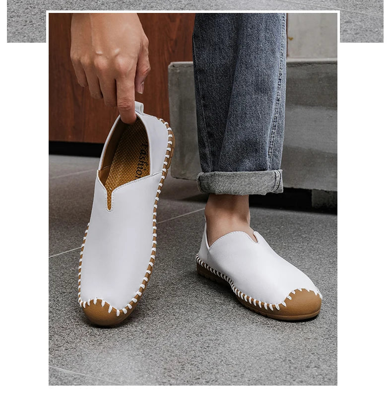 Summer Plus Size Men's Leather Shoes Simple Oxford Sole Casual Shoes Comfortable Soft Sole Lightweight Non-Slip Loafers