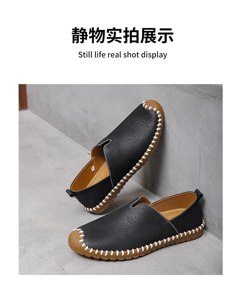 Summer Plus Size Men's Leather Shoes Simple Oxford Sole Casual Shoes Comfortable Soft Sole Lightweight Non-Slip Loafers